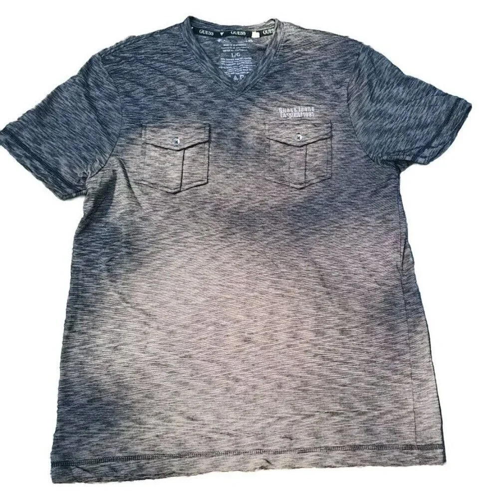 Guess Jeans Logo Shirt Men's L Gray /Black - Picture 2 of 6
